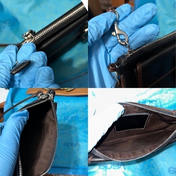 Vintage Coach Black Leather Brown Trim Snap Closure Wristlet - “Shelly” - Picture 14 of 14